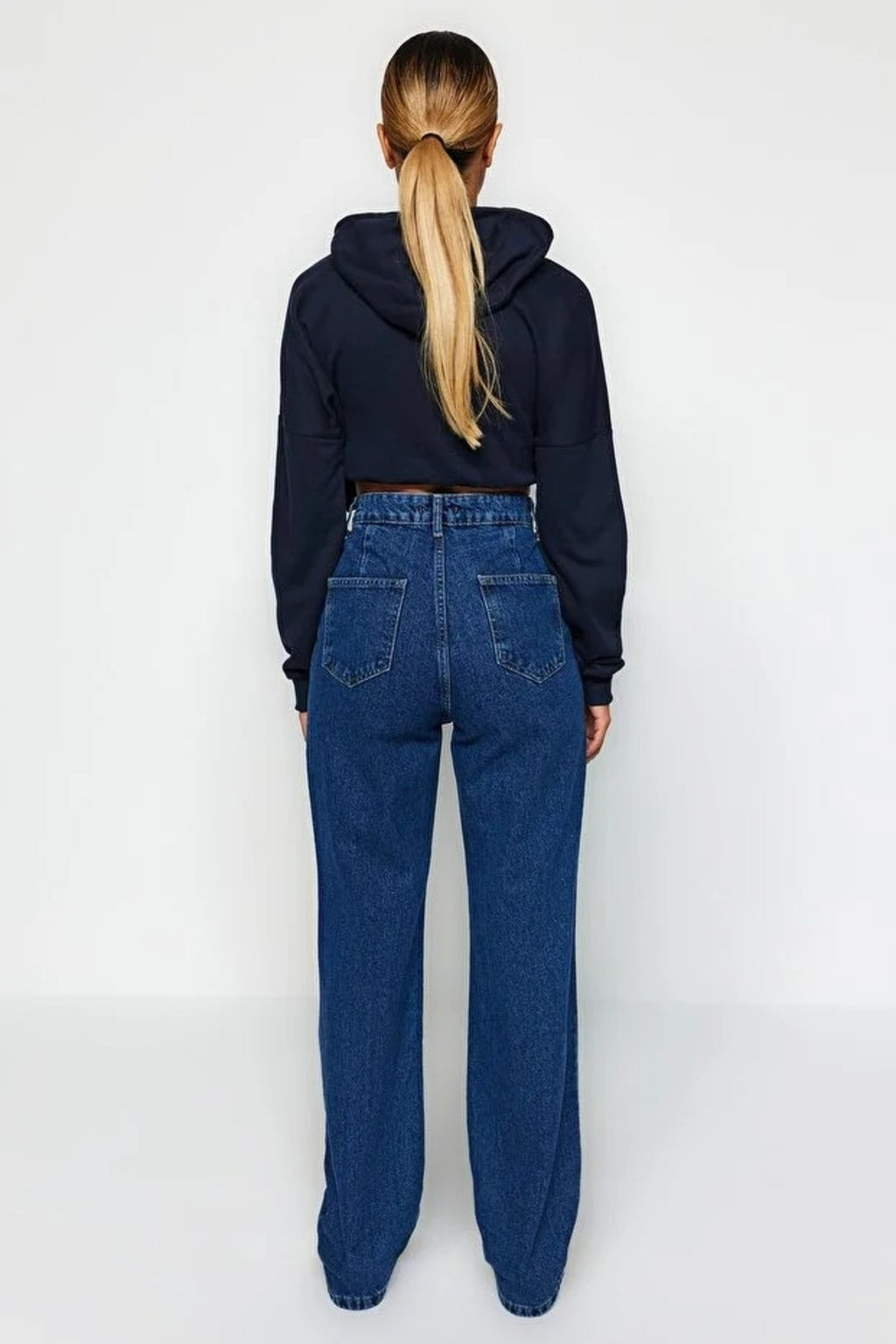 High Waist Wide Leg Jeans with Pocket Details