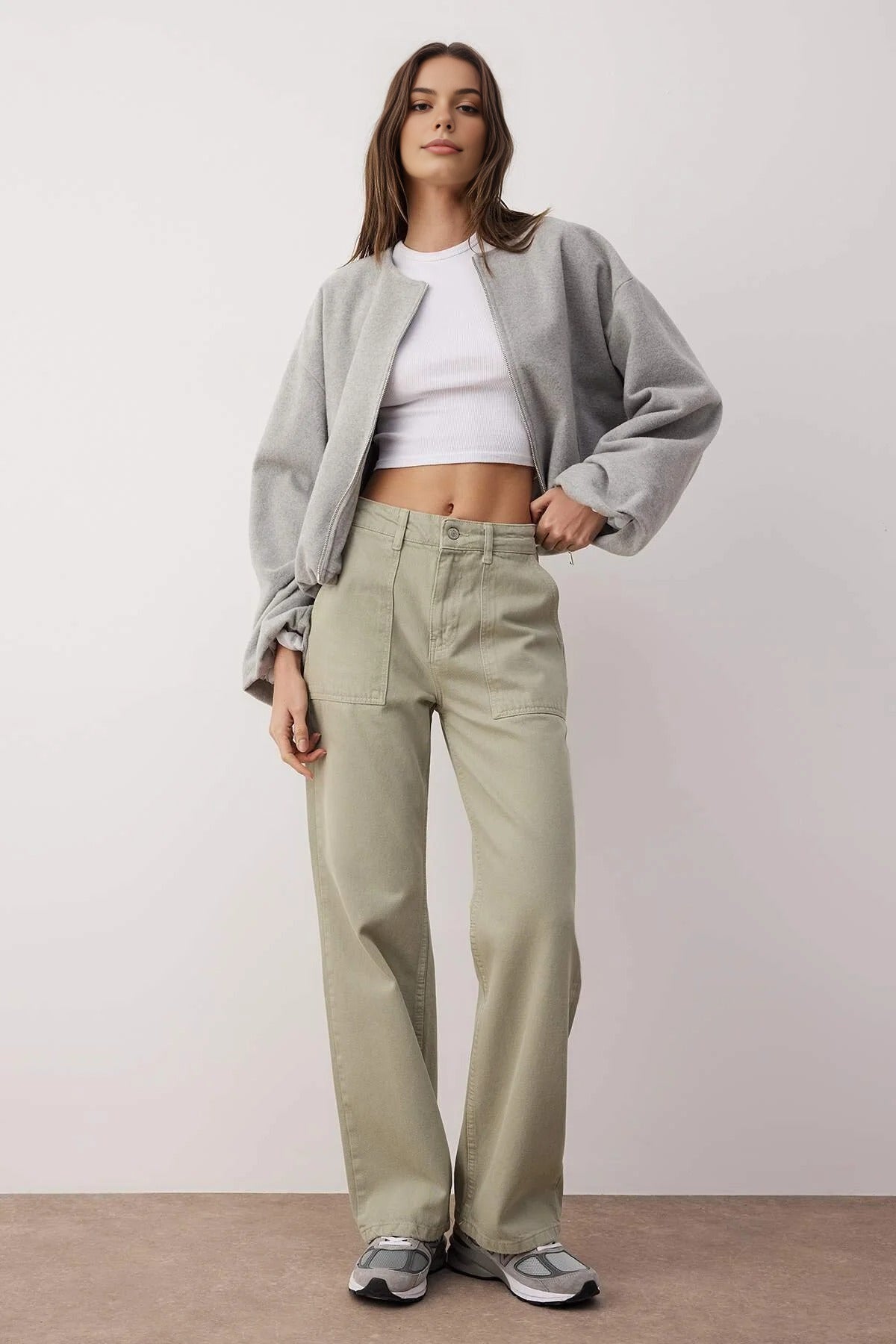 High Waist Wide Leg Jeans with Pocket Details