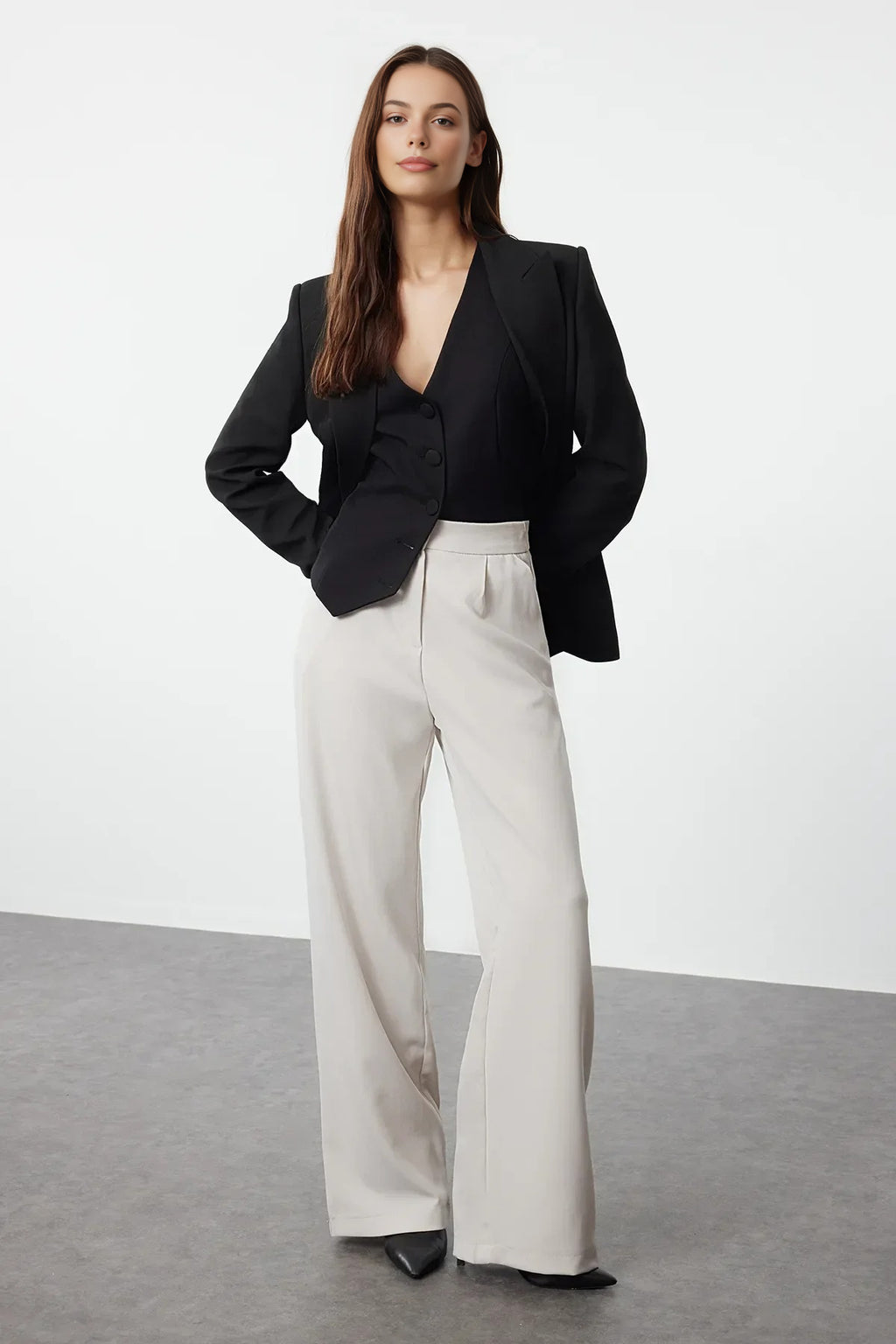 Wide Leg Woven Trousers