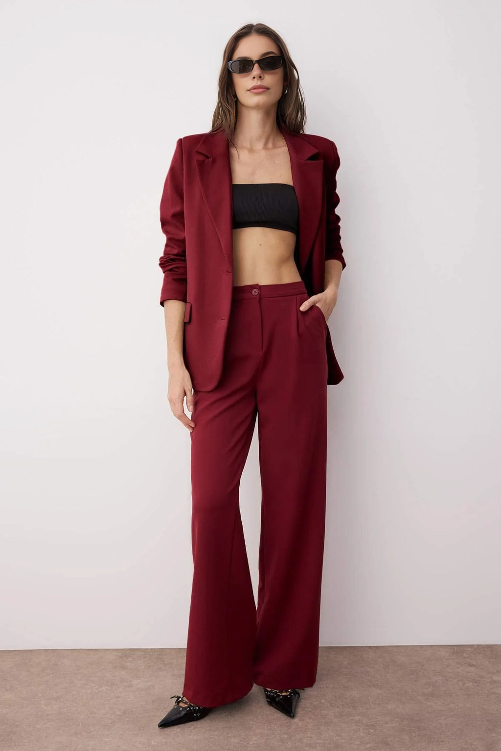 Wide Leg Woven Trousers