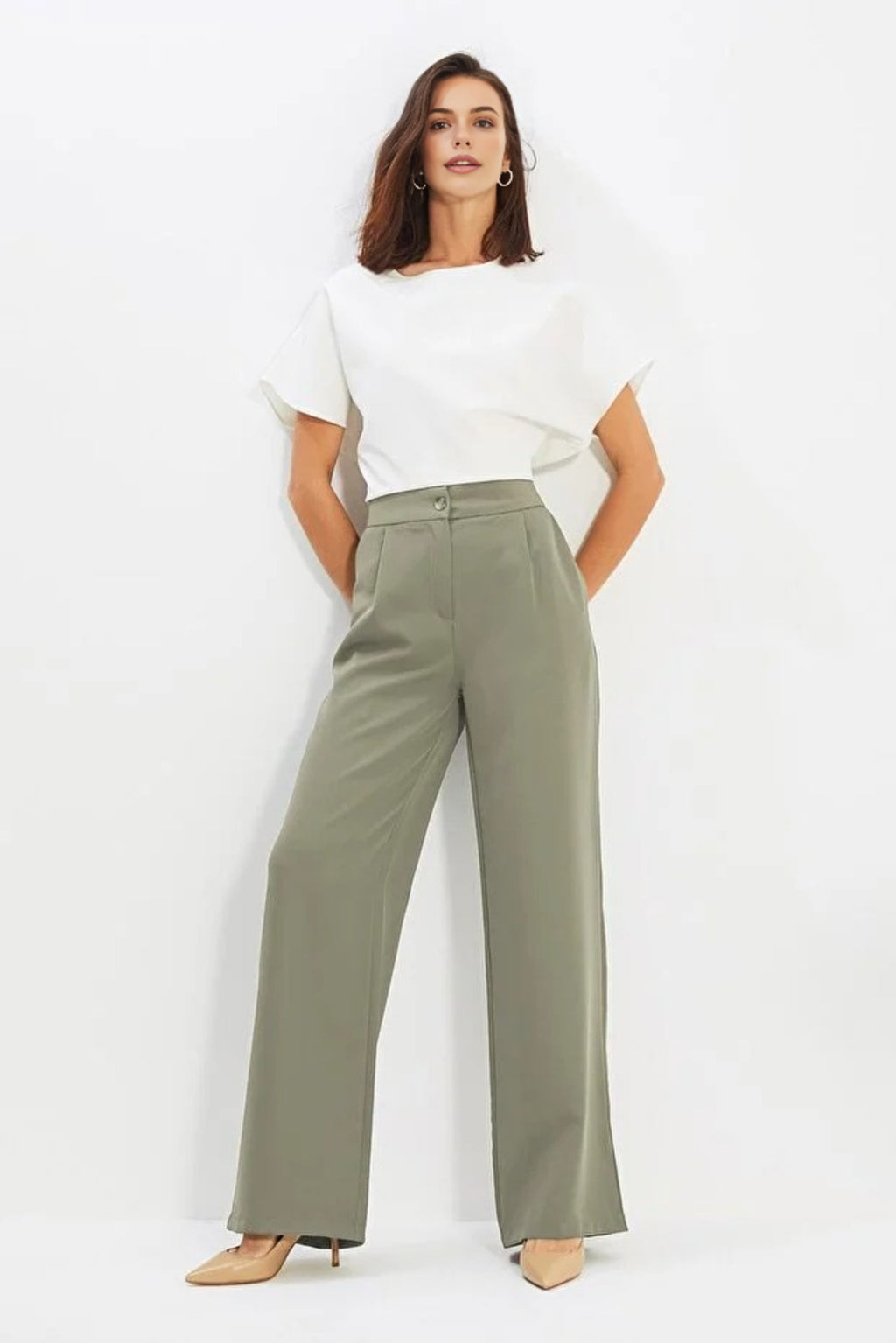 Wide Leg Woven Trousers