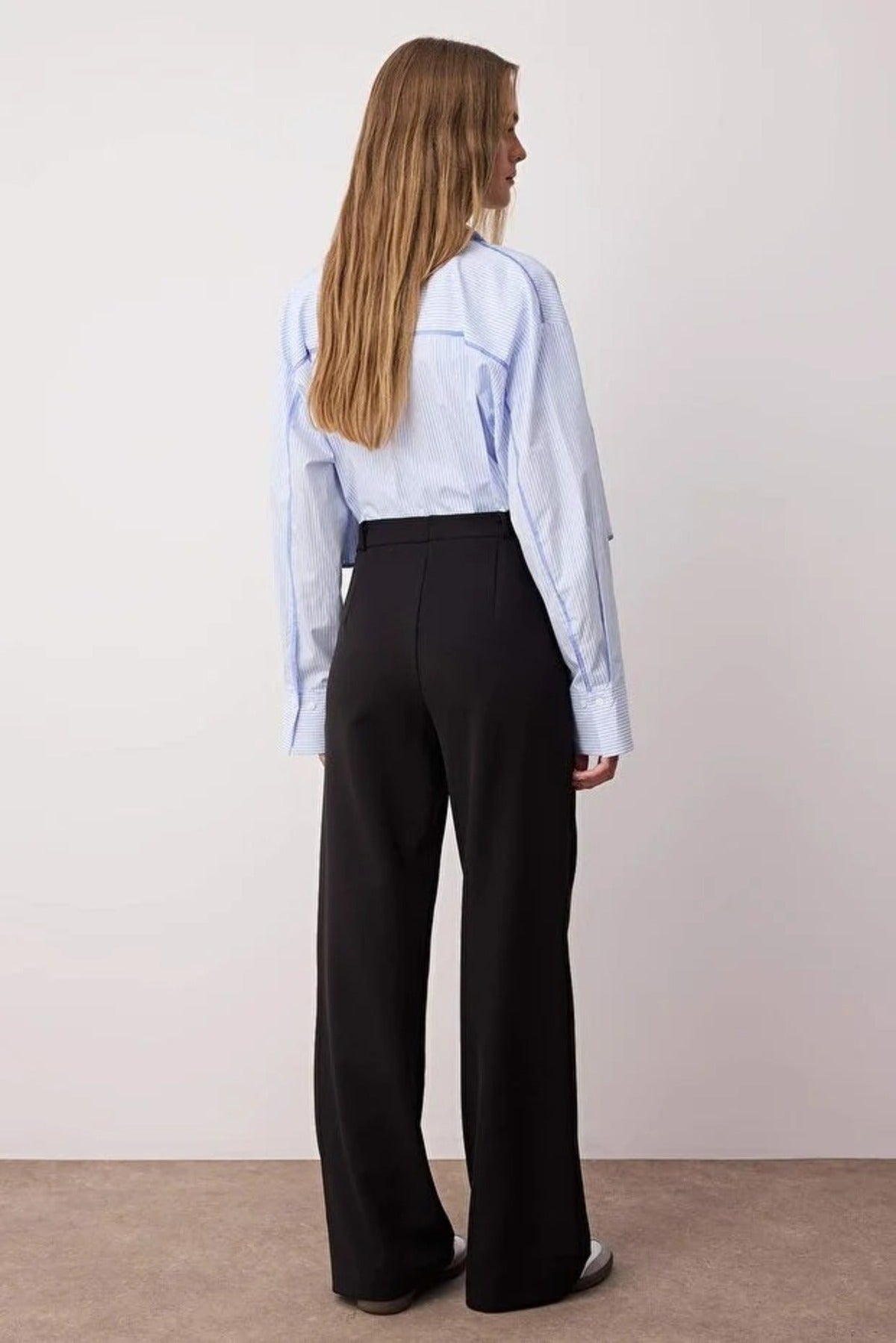 Wide Leg Bootcut Woven Trousers