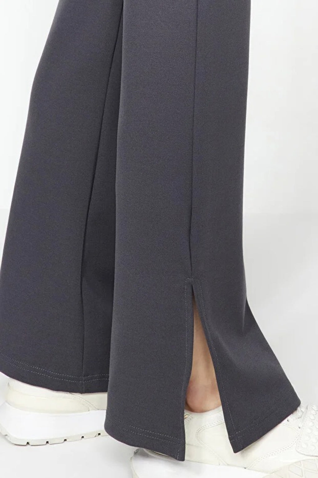 High Waist Flare Knit Trousers with Side Slits