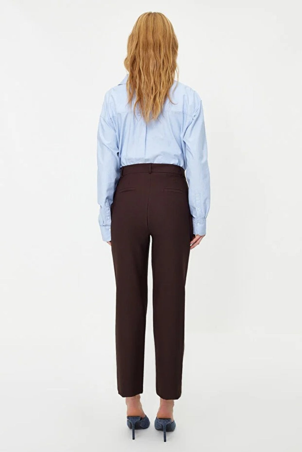 Basic Cigarette Skinny Leg Woven Trousers