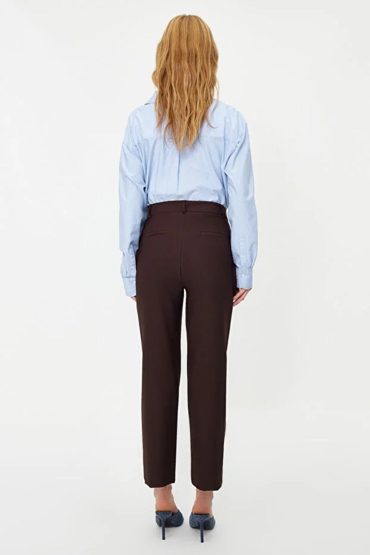 Basic Cigarette Skinny Leg Woven Trousers