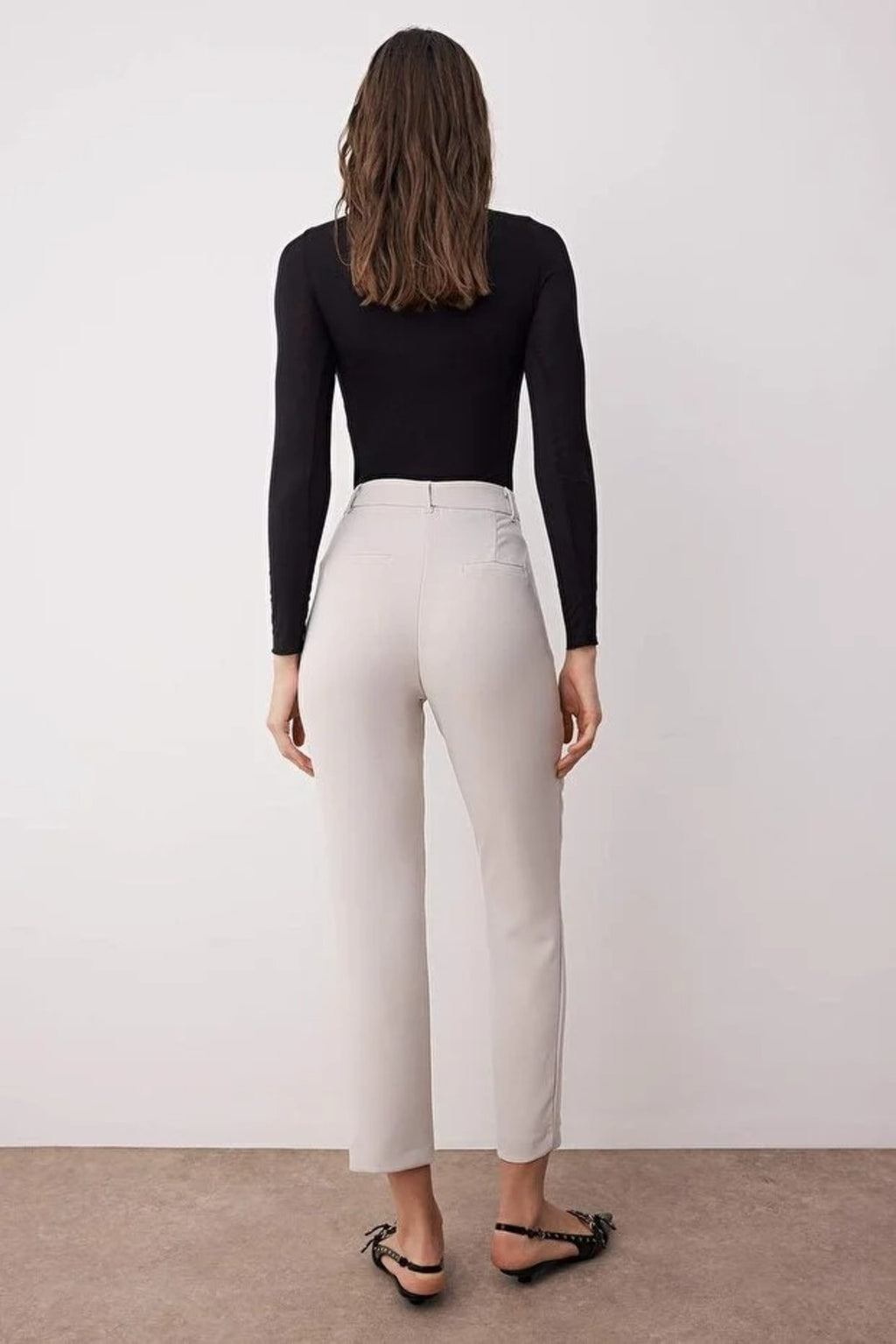 Basic Cigarette Skinny Leg Woven Trousers