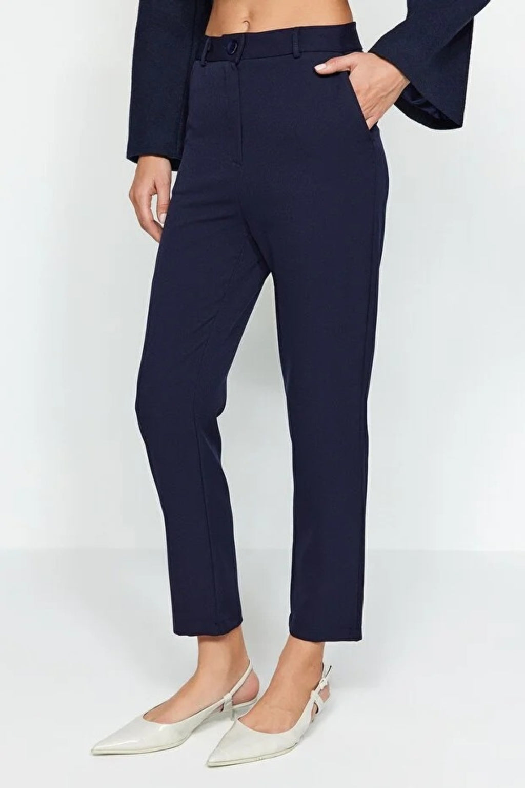 Basic Cigarette Skinny Leg Woven Trousers