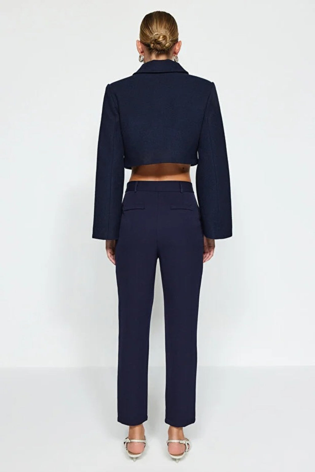 Basic Cigarette Skinny Leg Woven Trousers