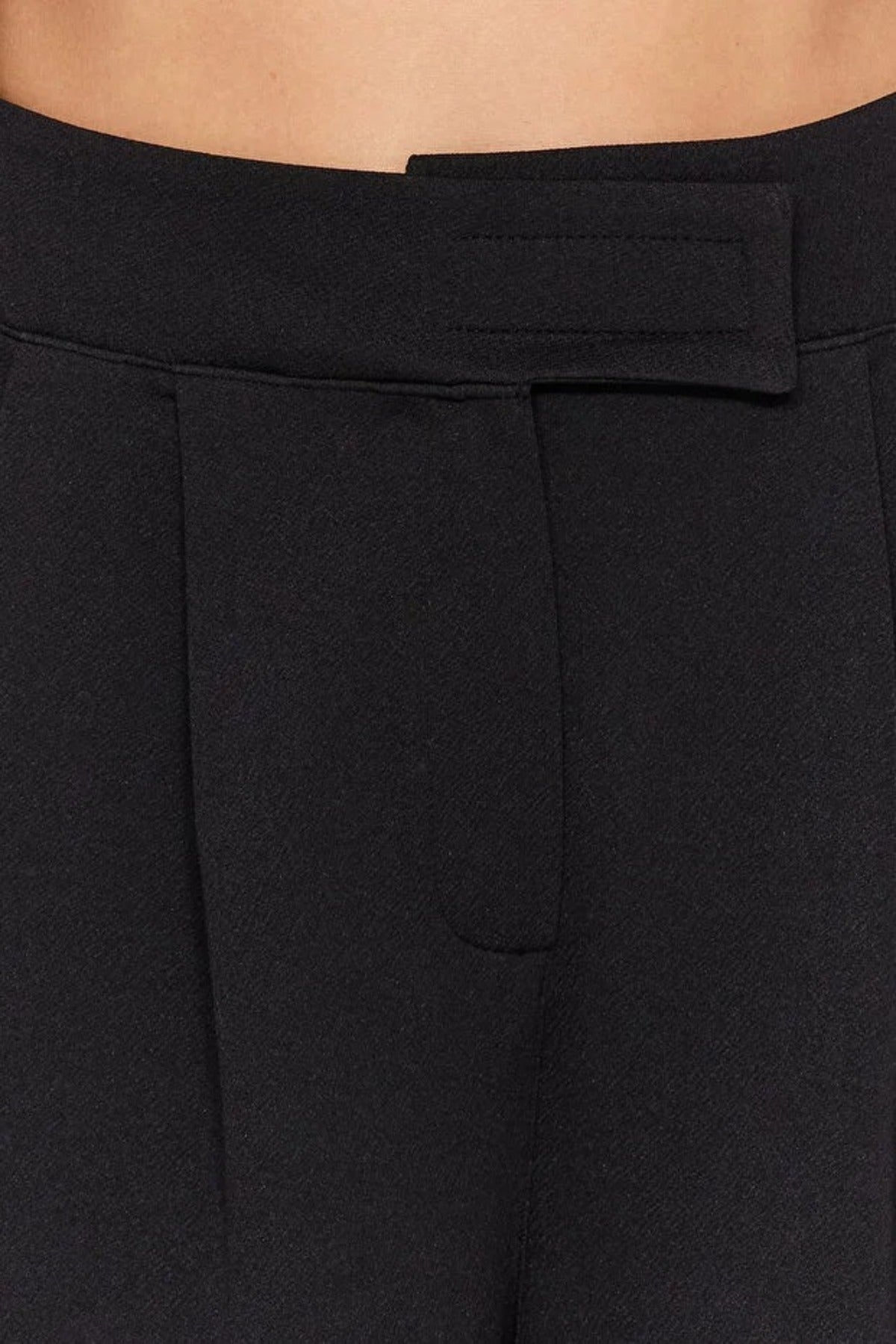 High Waist Pleated Wide Leg Trousers with Velcro Closure