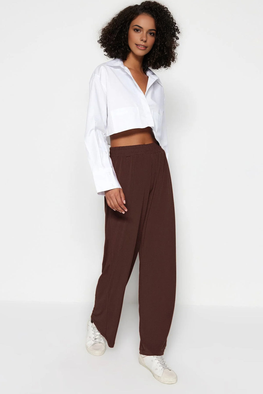 Relaxed Cut High Waist Flexible Trousers