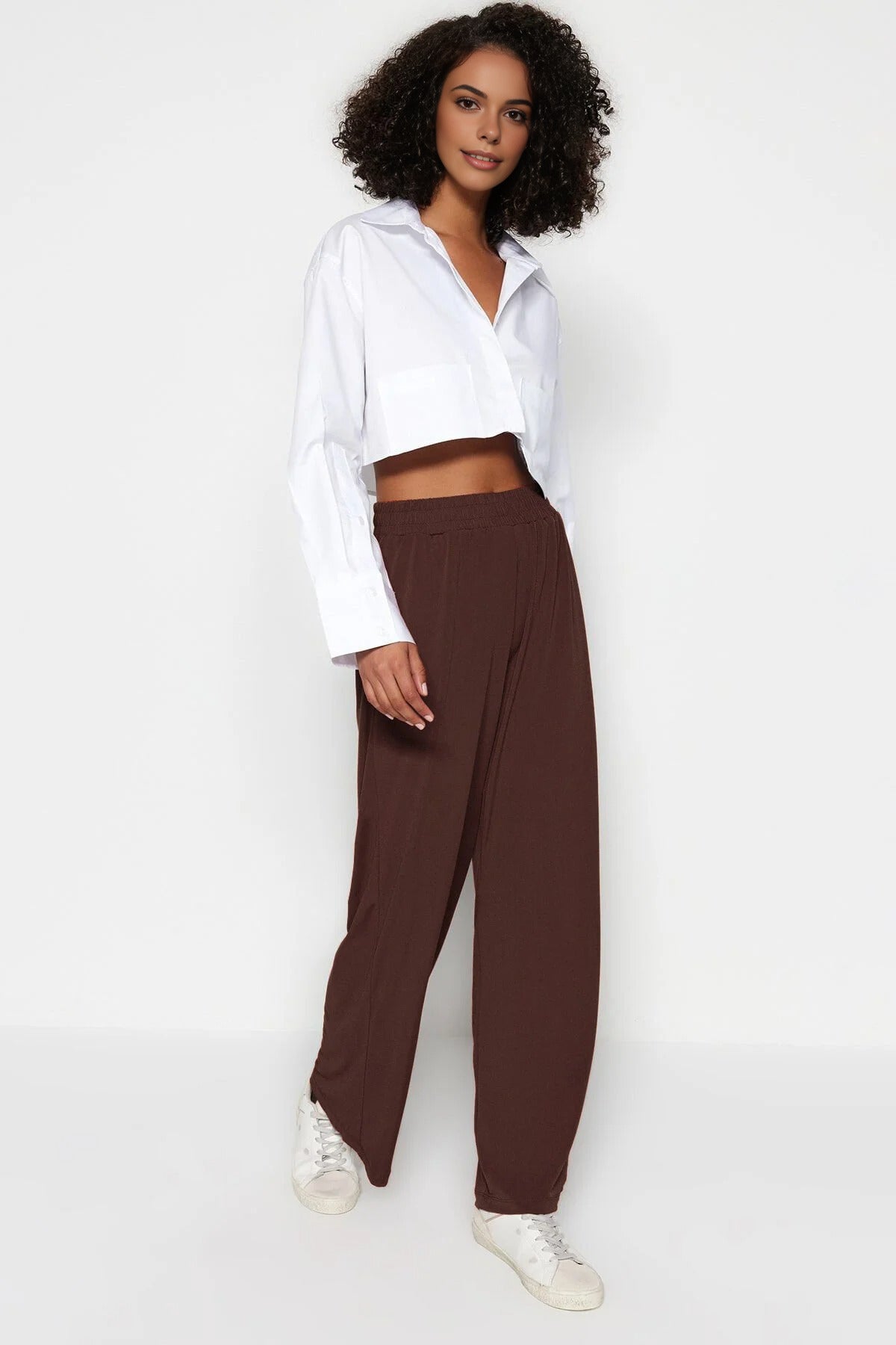 Relaxed Cut High Waist Flexible Trousers