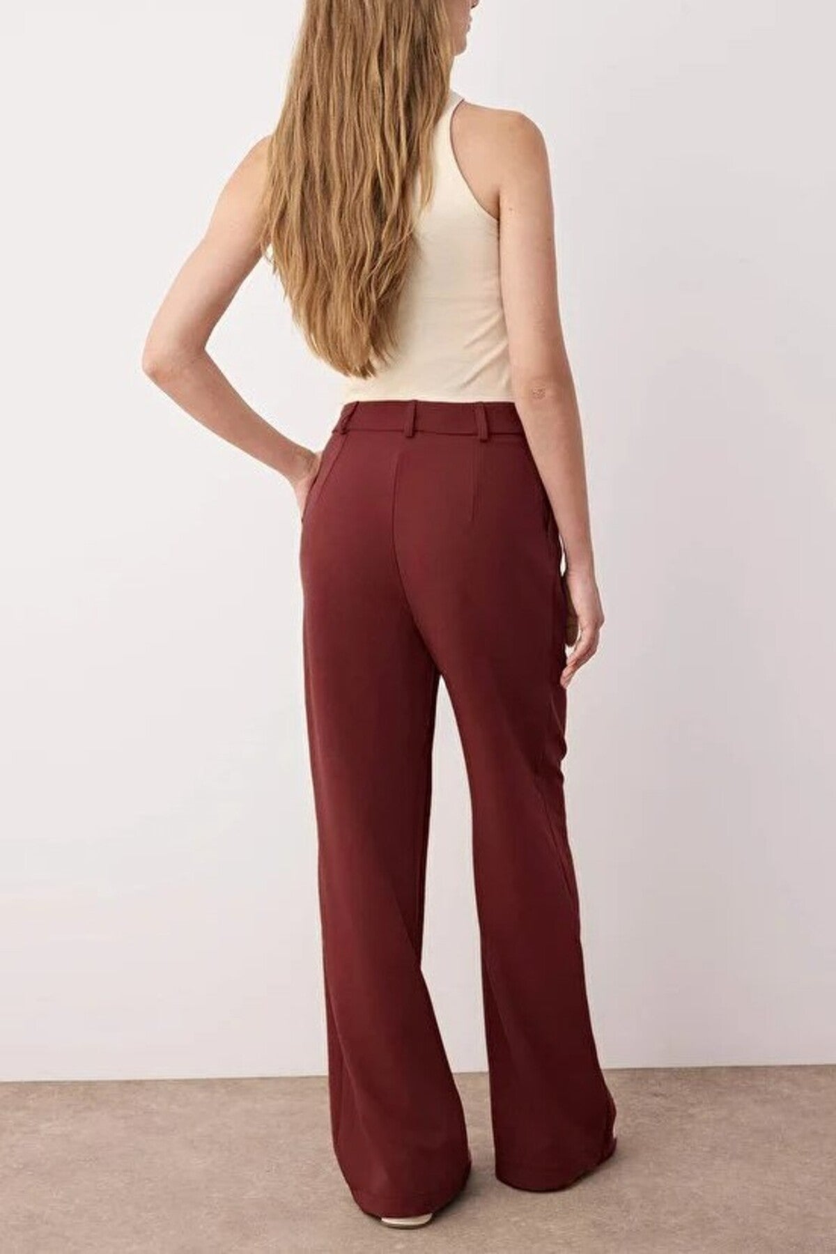 Pleated Wide Leg Woven Trousers