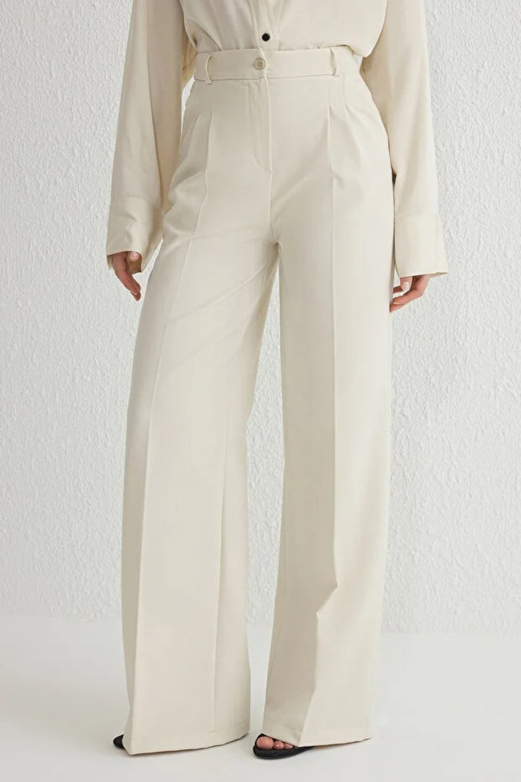 Pleated Wide Leg Woven Trousers