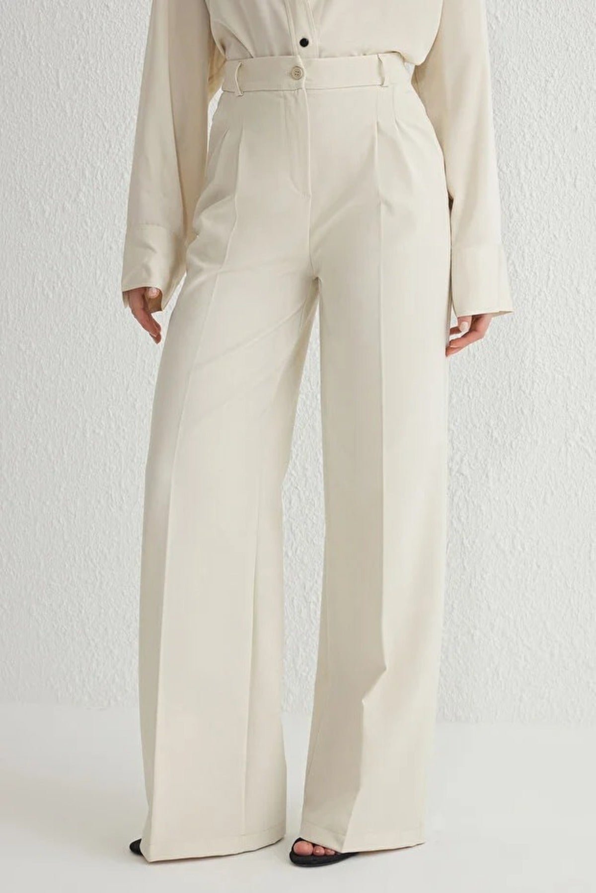 Pleated Wide Leg Woven Trousers