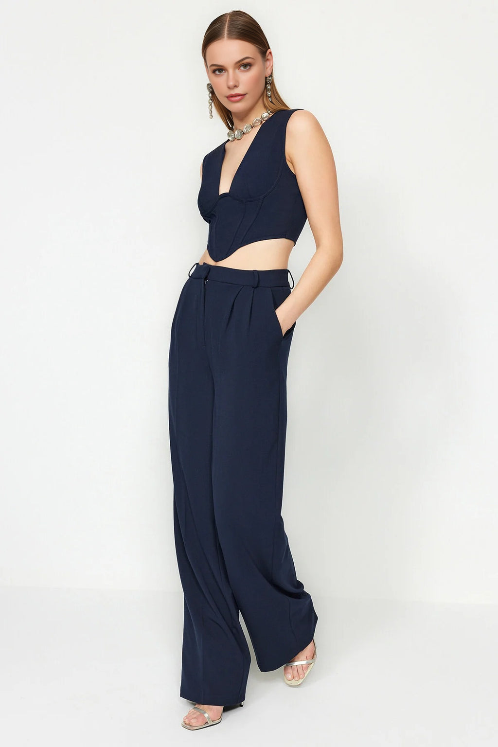 Wide Leg Woven Trousers