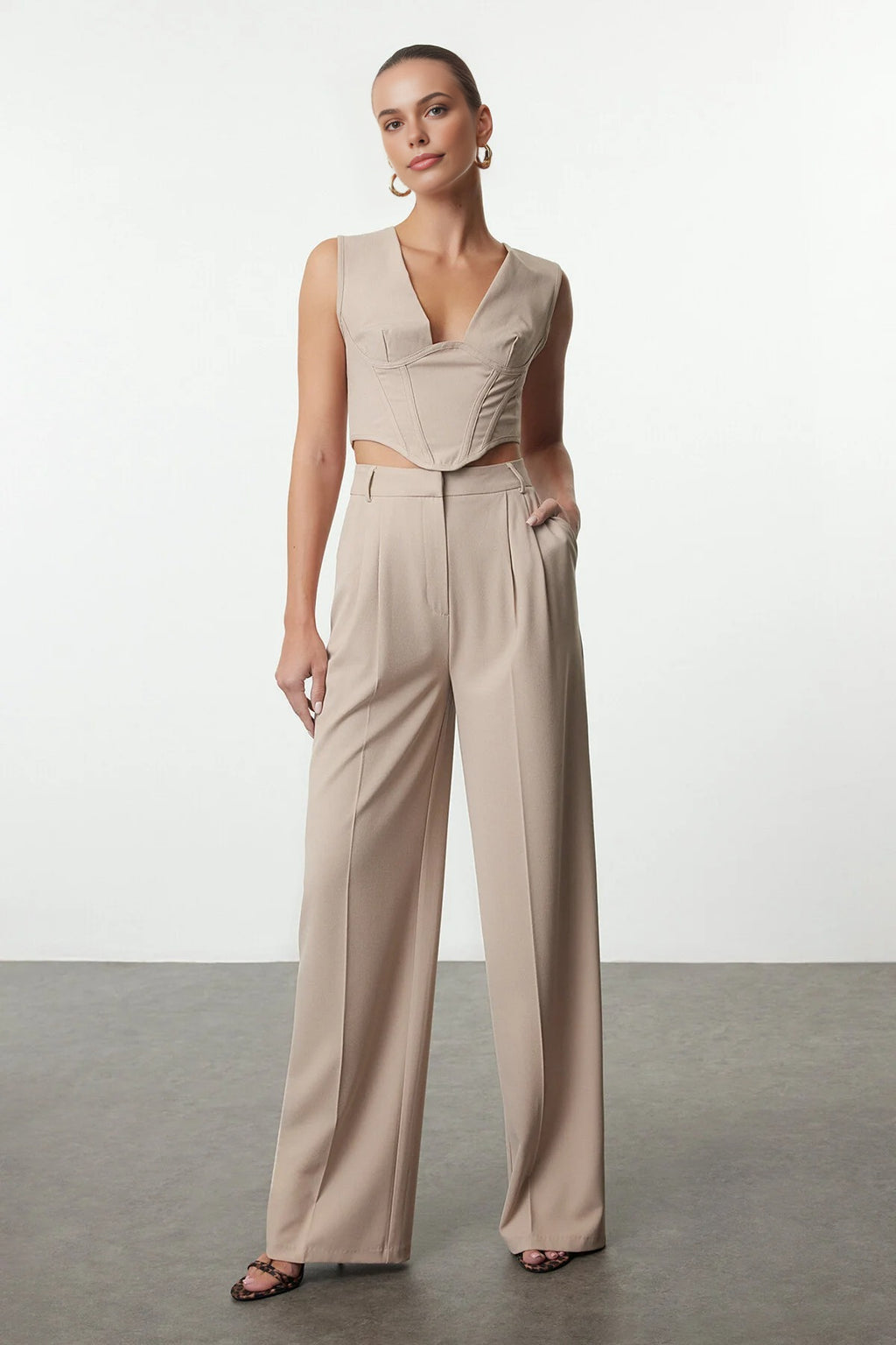 Wide Leg Woven Trousers