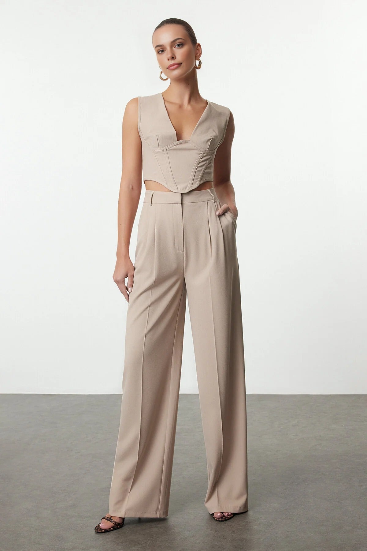 Wide Leg Woven Trousers