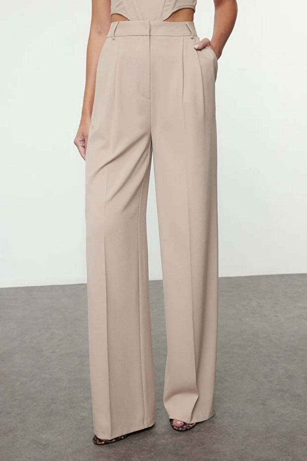 Wide Leg Woven Trousers