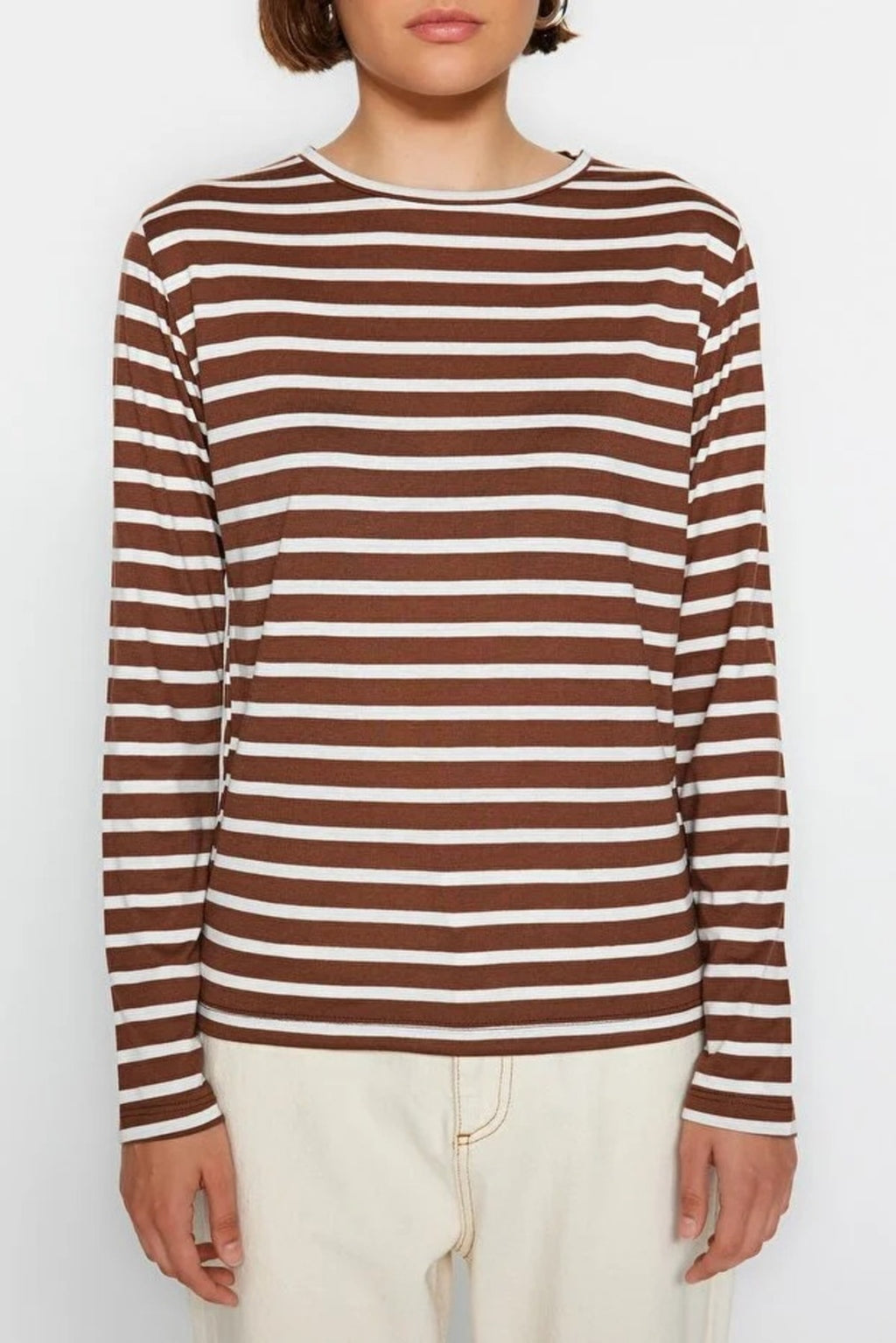 Striped Crew Neck Knit T-Shirt