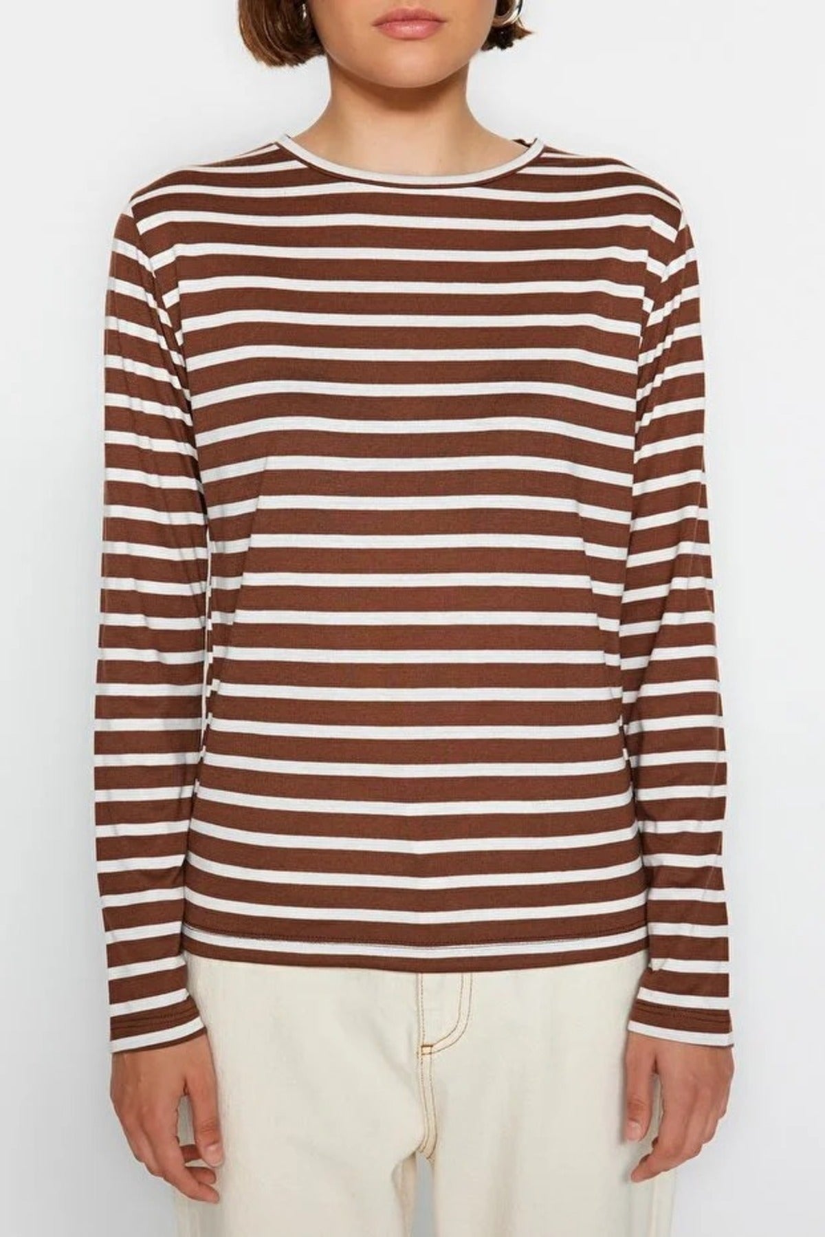 Striped Crew Neck Knit T-Shirt