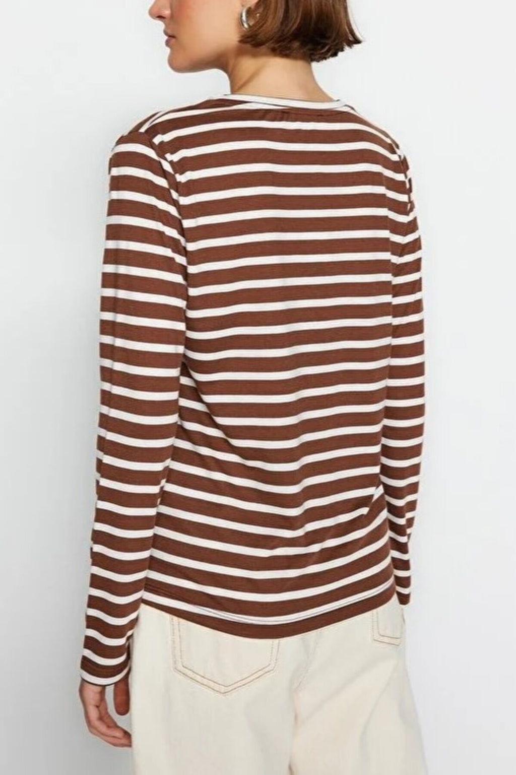 Striped Crew Neck Knit T-Shirt