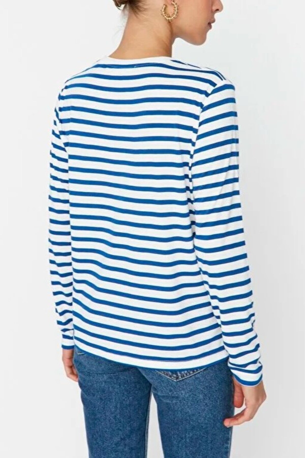 Striped Crew Neck Knit T-Shirt