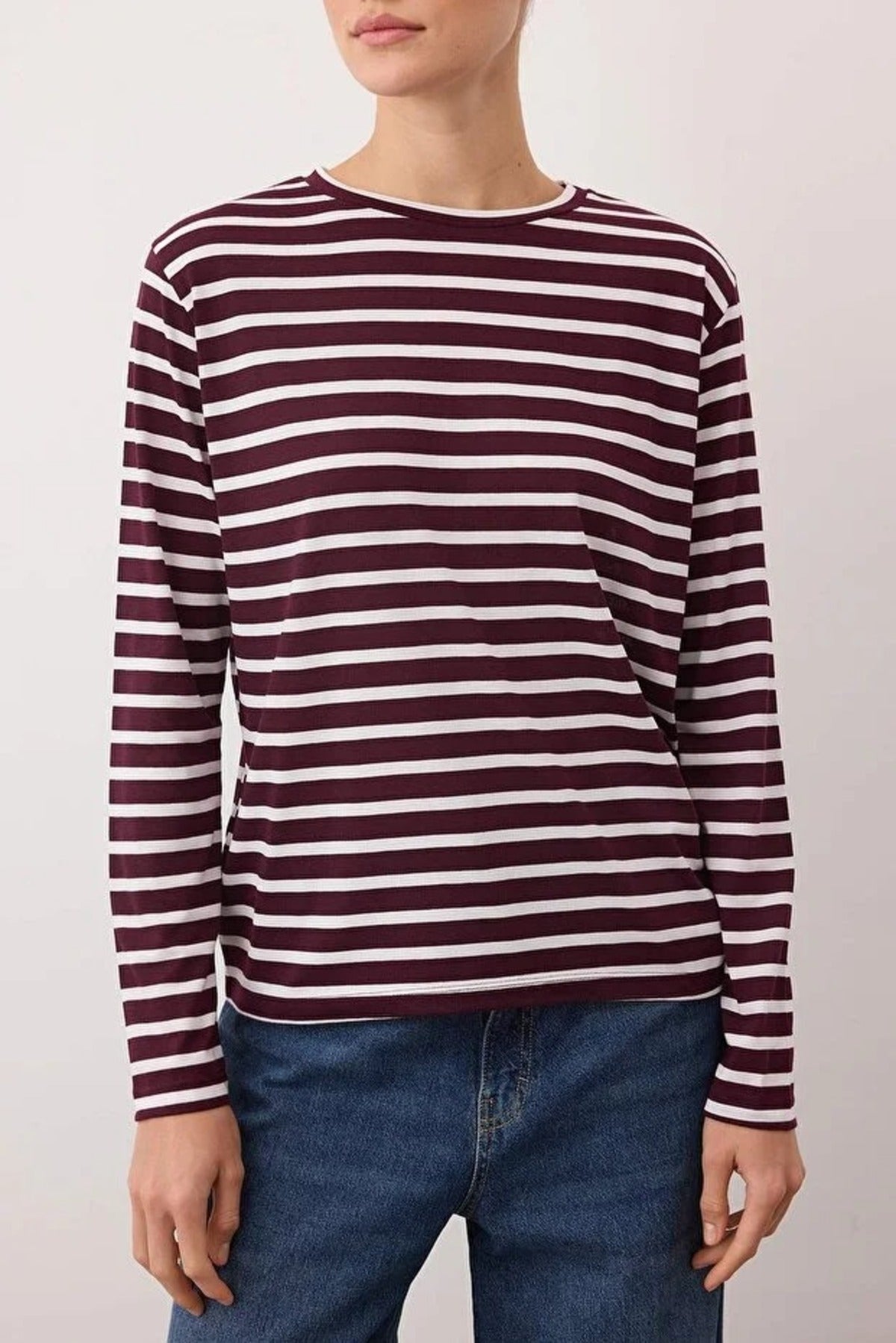 Striped Crew Neck Knit T-Shirt