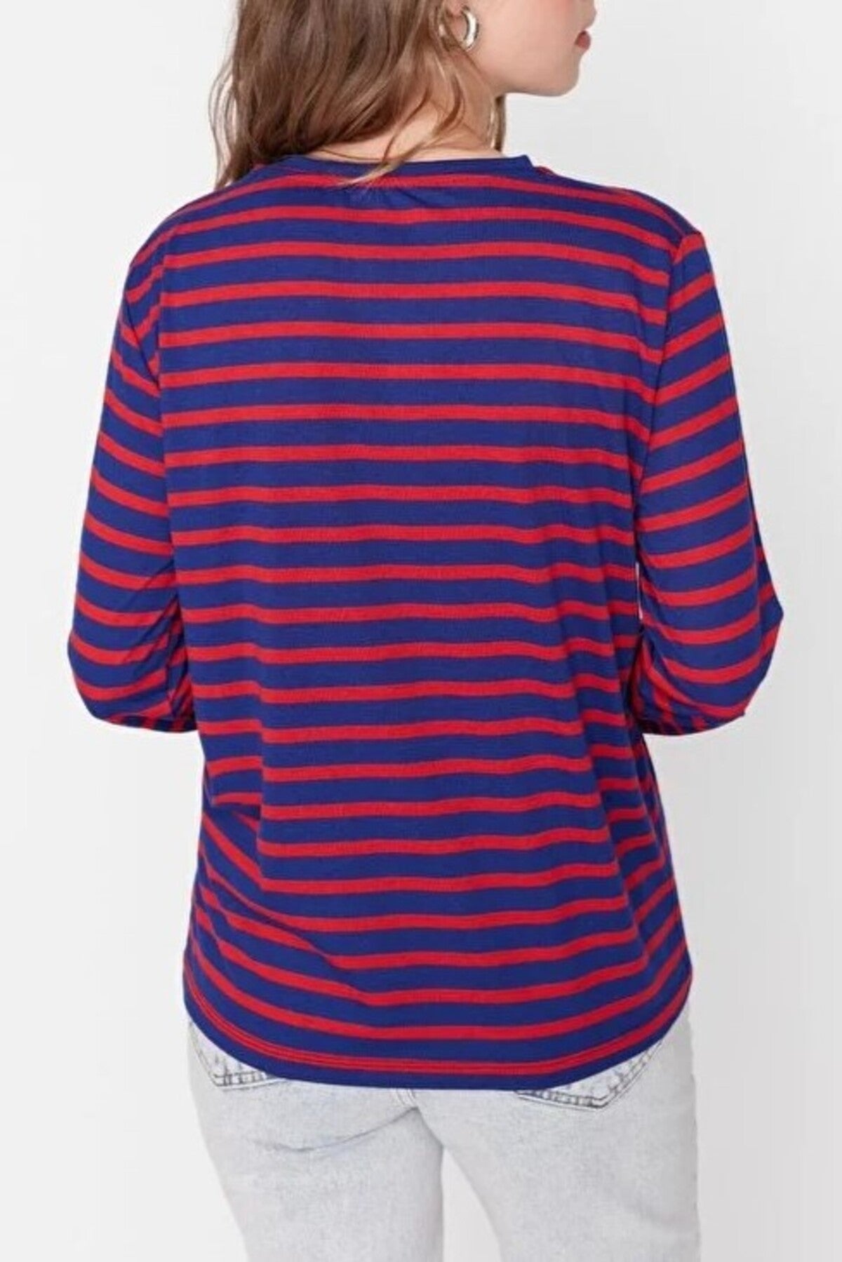 Striped Crew Neck Knit T-Shirt