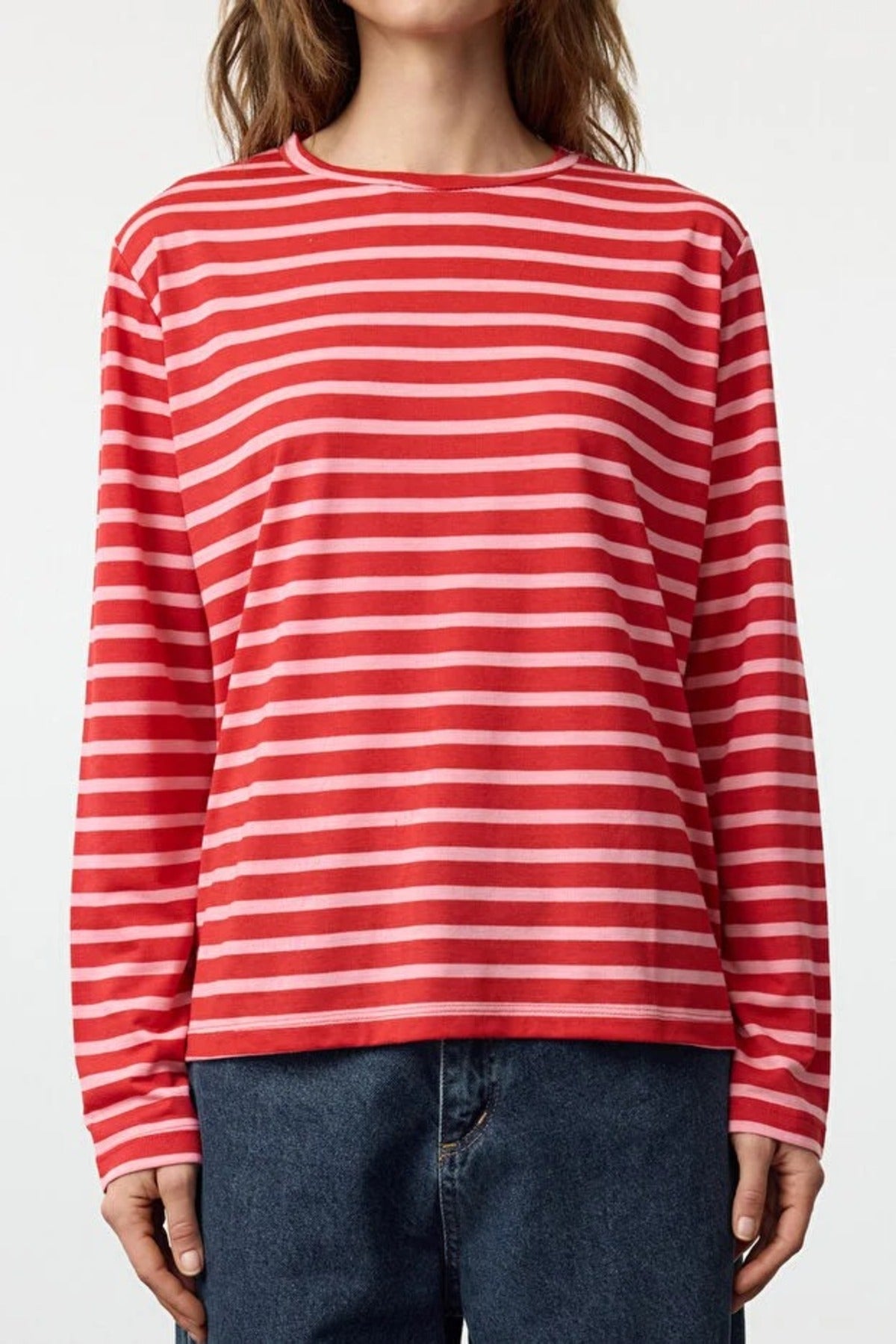 Striped Crew Neck Knit T-Shirt