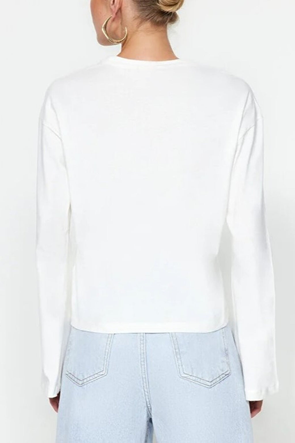 Crew Neck Knit T-Shirt with Spanish Sleeve