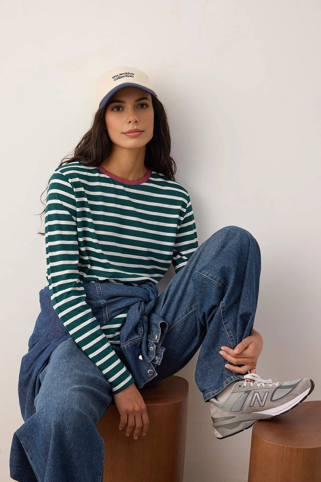 Striped Crew Neck Colorful Ribbed Knit T-Shirt