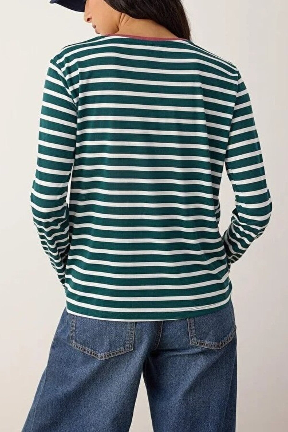 Striped Crew Neck Colorful Ribbed Knit T-Shirt