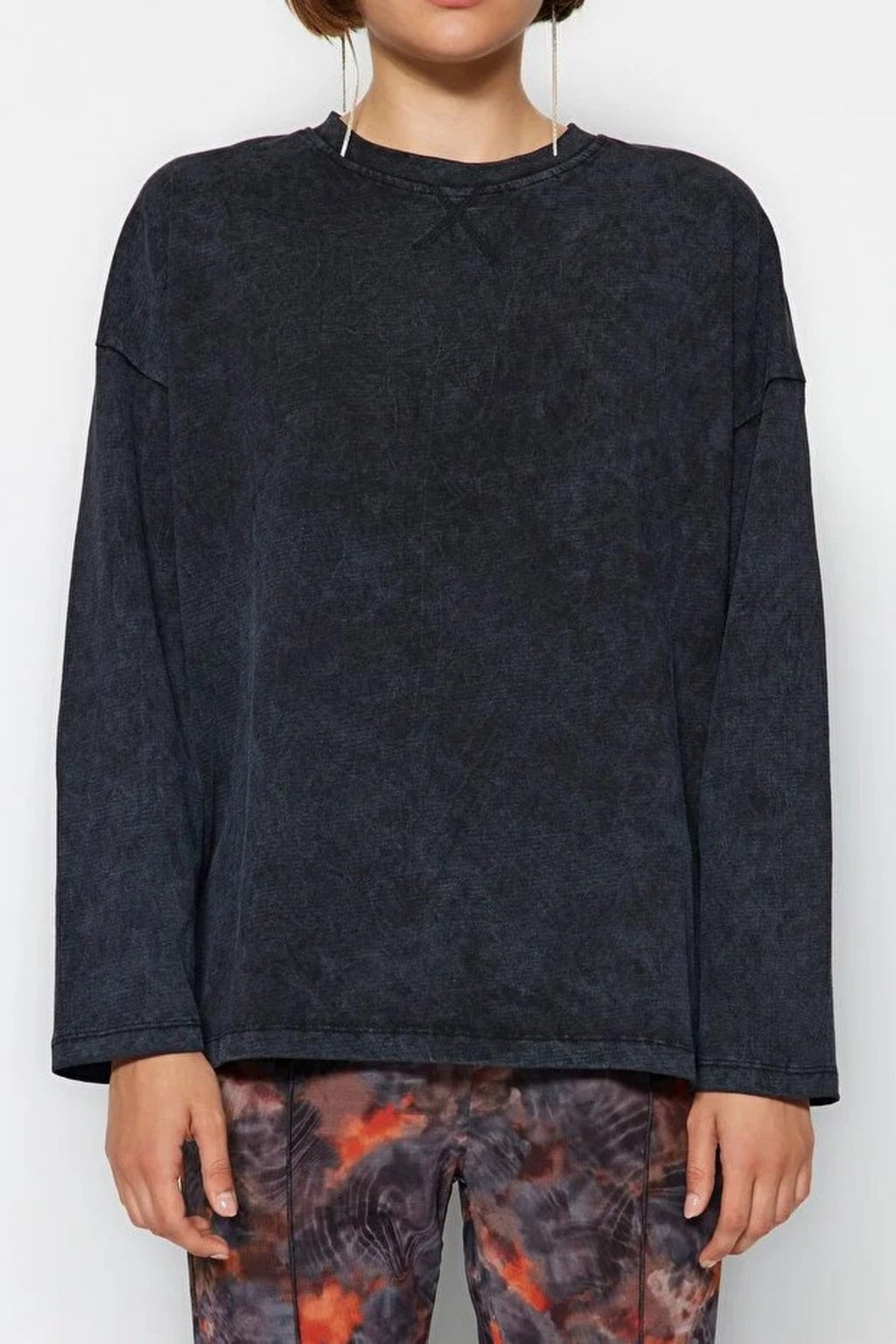 Thick Cotton Vintage Effect Relaxed Crew Neck Knit T-Shirt