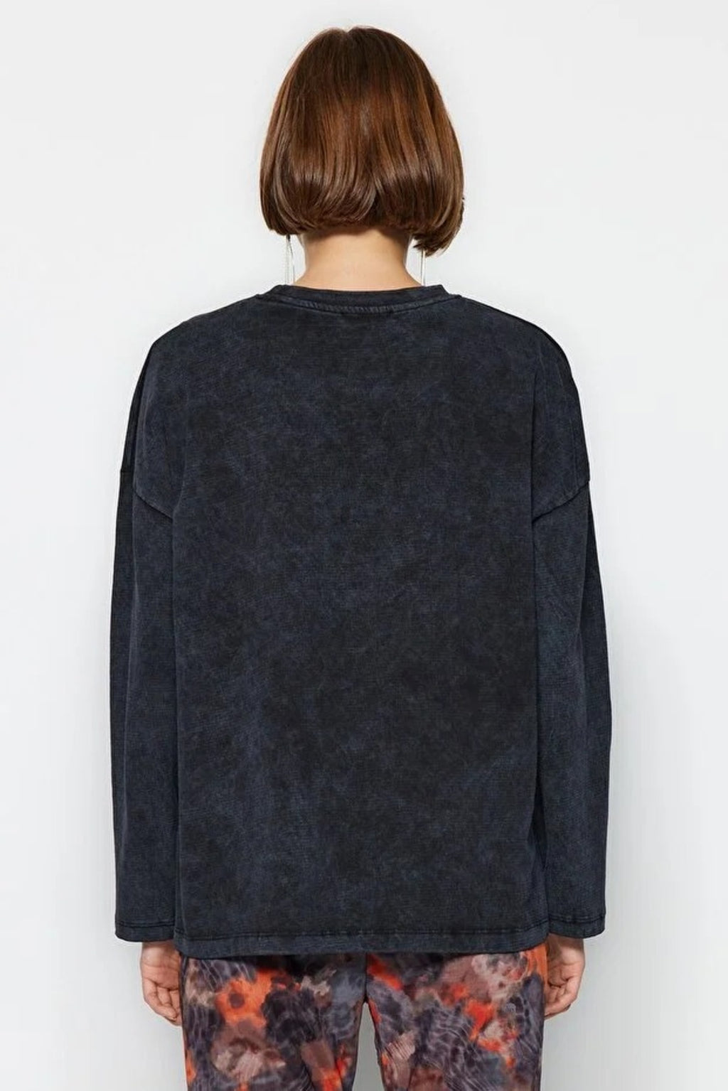 Thick Cotton Vintage Effect Relaxed Crew Neck Knit T-Shirt