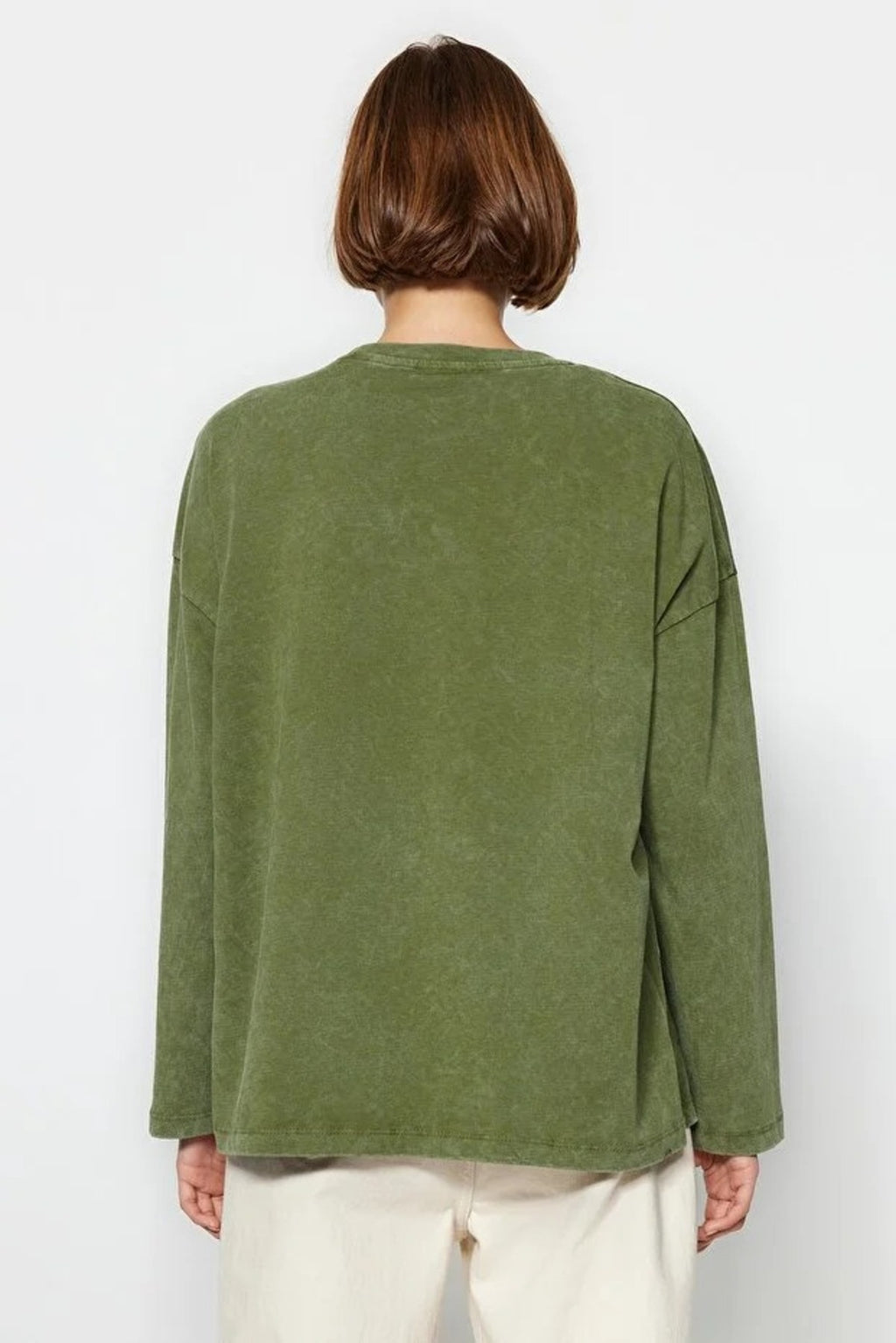 Thick Cotton Vintage Effect Relaxed Crew Neck Knit T-Shirt