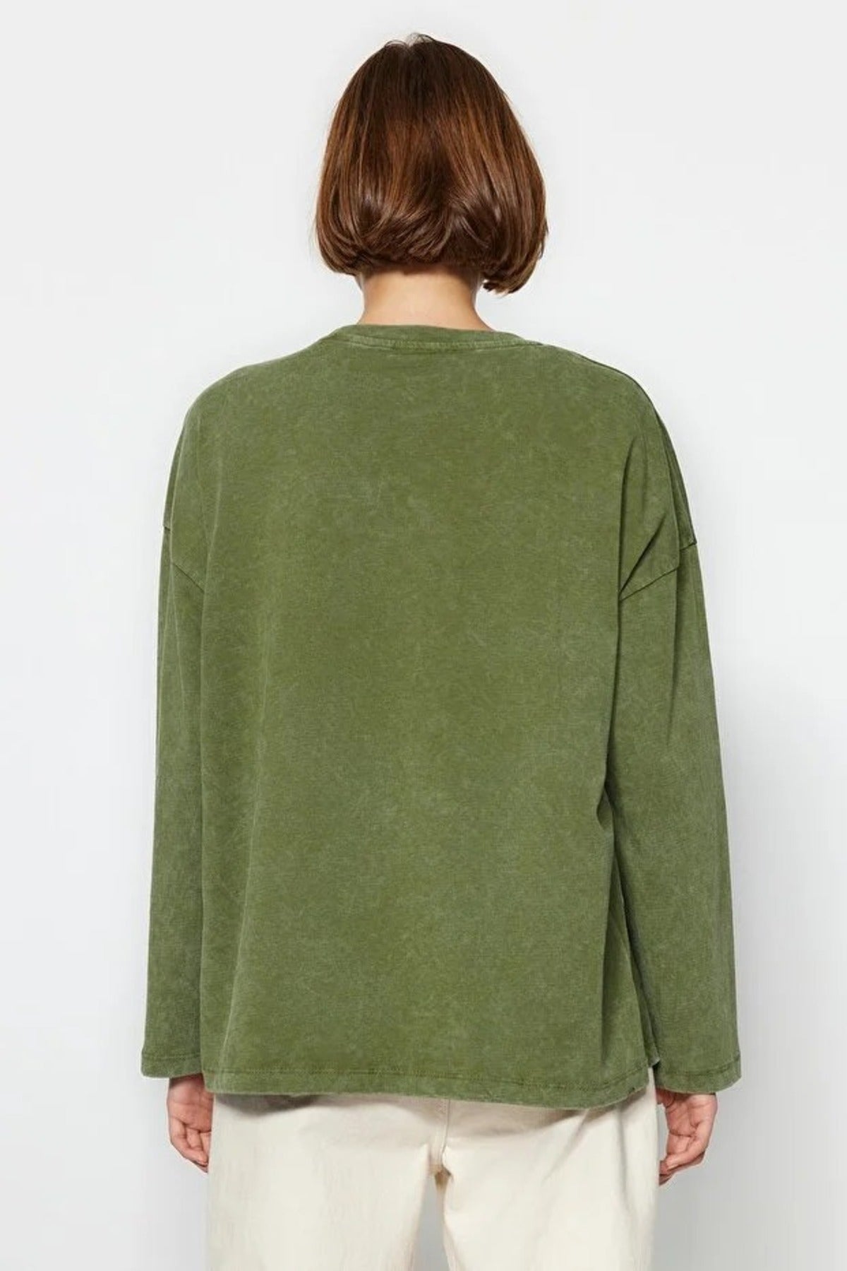 Thick Cotton Vintage Effect Relaxed Crew Neck Knit T-Shirt