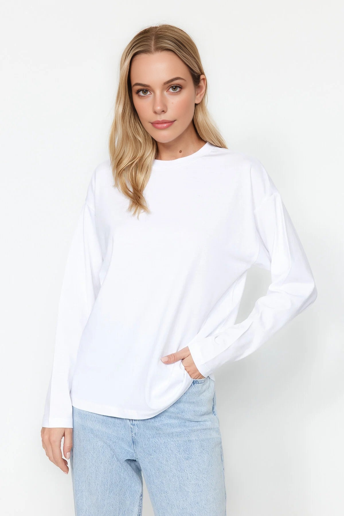 Thick Basic Crew Neck Knit T-Shirt