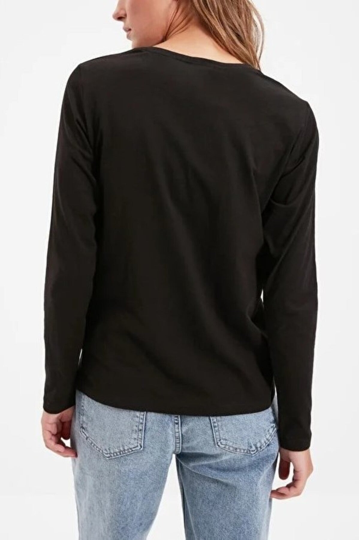 Long Sleeve Crew Neck Basic Knit T-Shirt