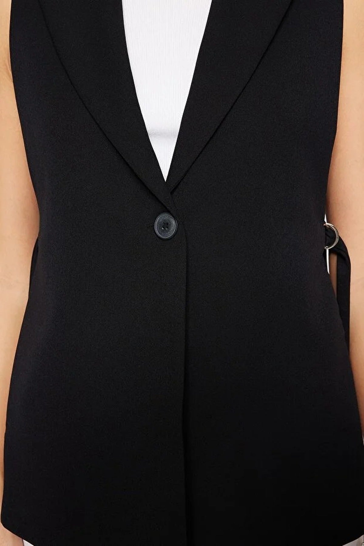 Oversize Lined Woven Vest with Side Tie Detail