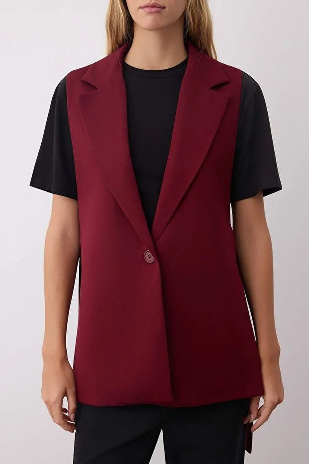 Oversize Lined Woven Vest with Side Tie Detail