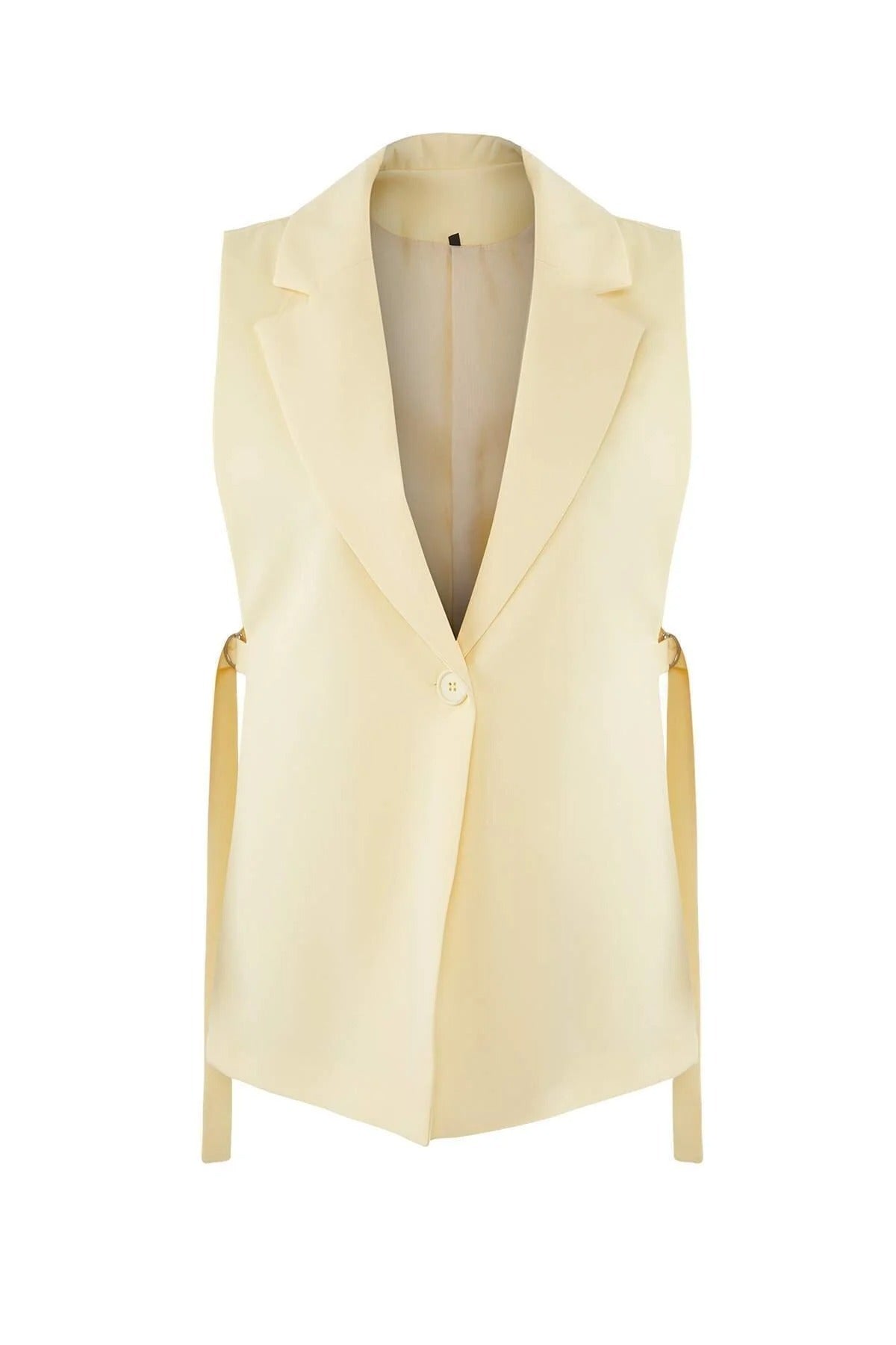 Oversize Lined Woven Vest with Side Tie Detail