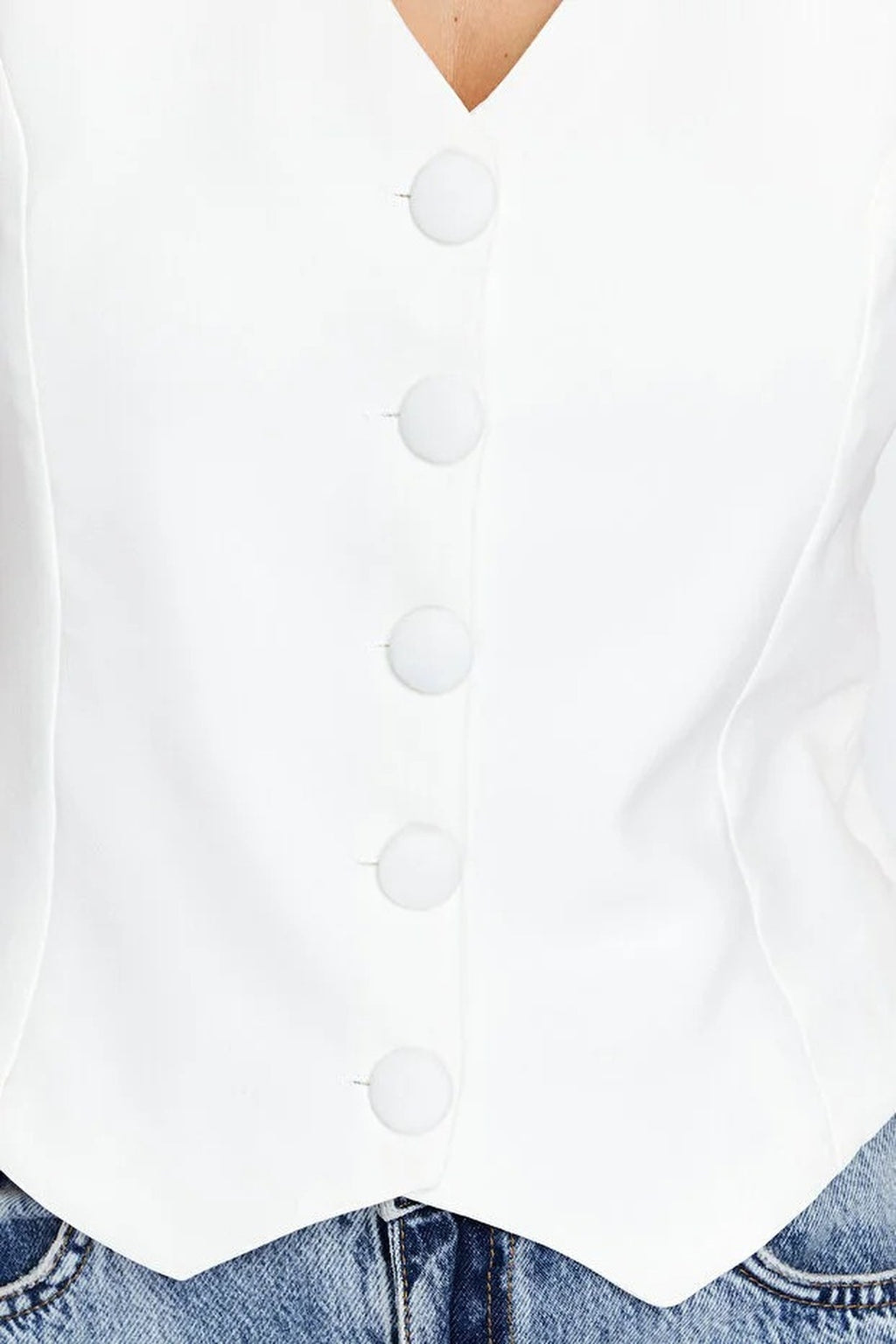 Crop Woven Vest with Buttons