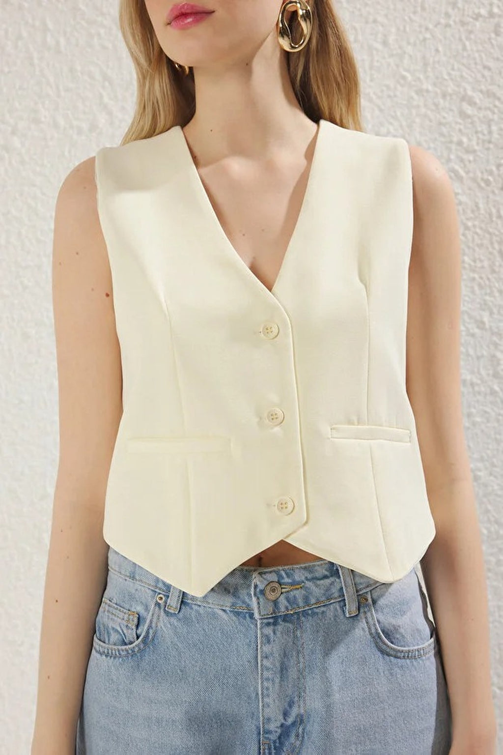 Woven Crop Vest