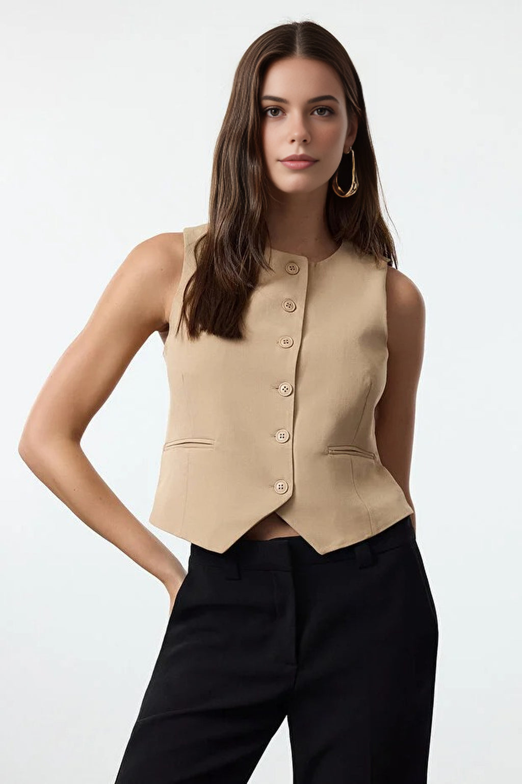 Fitted Crop Woven Vest