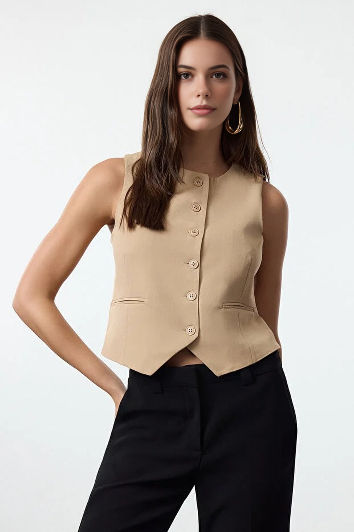 Fitted Crop Woven Vest