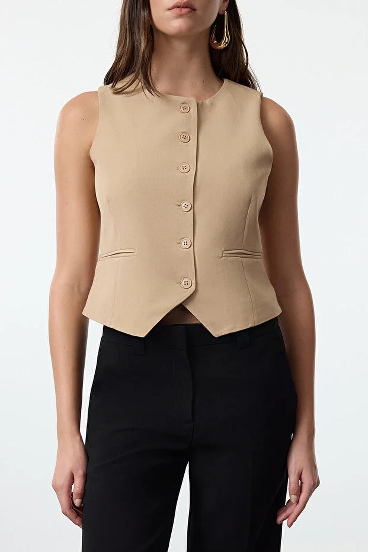Fitted Crop Woven Vest
