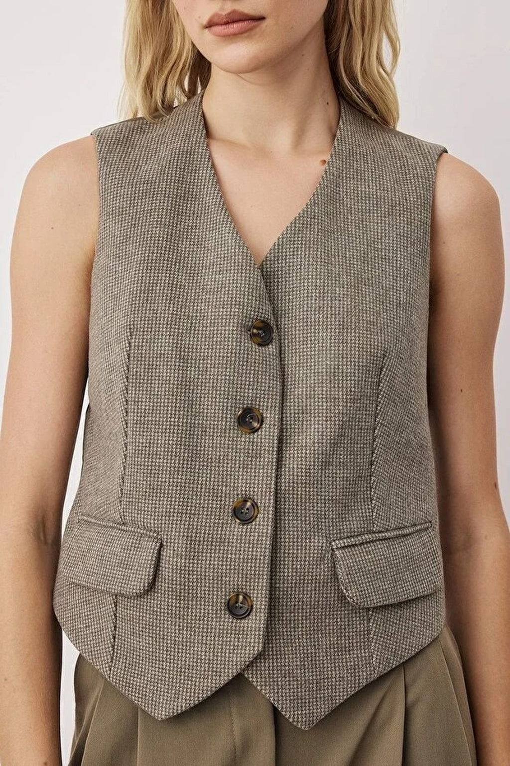 Woven Vest with Satin Back Detail