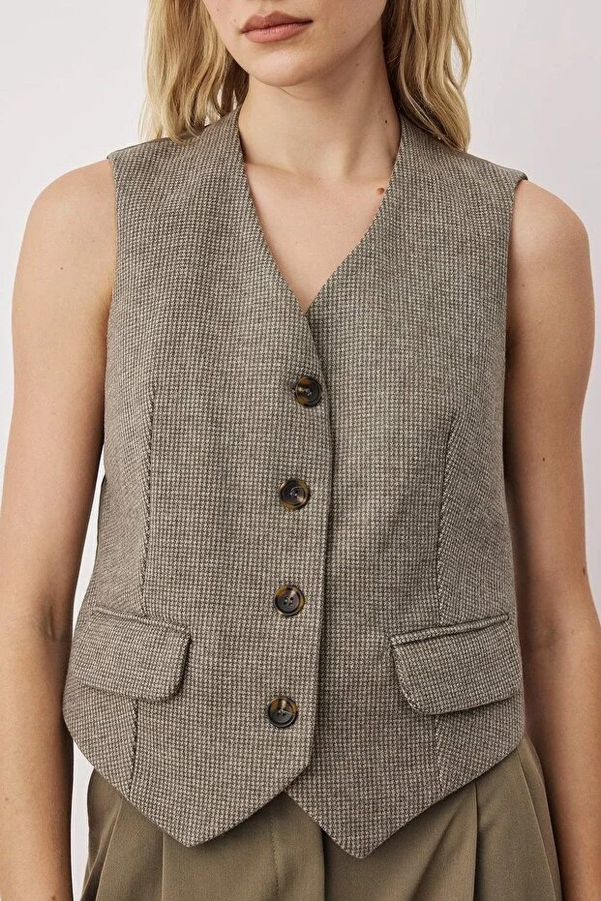 Woven Vest with Satin Back Detail