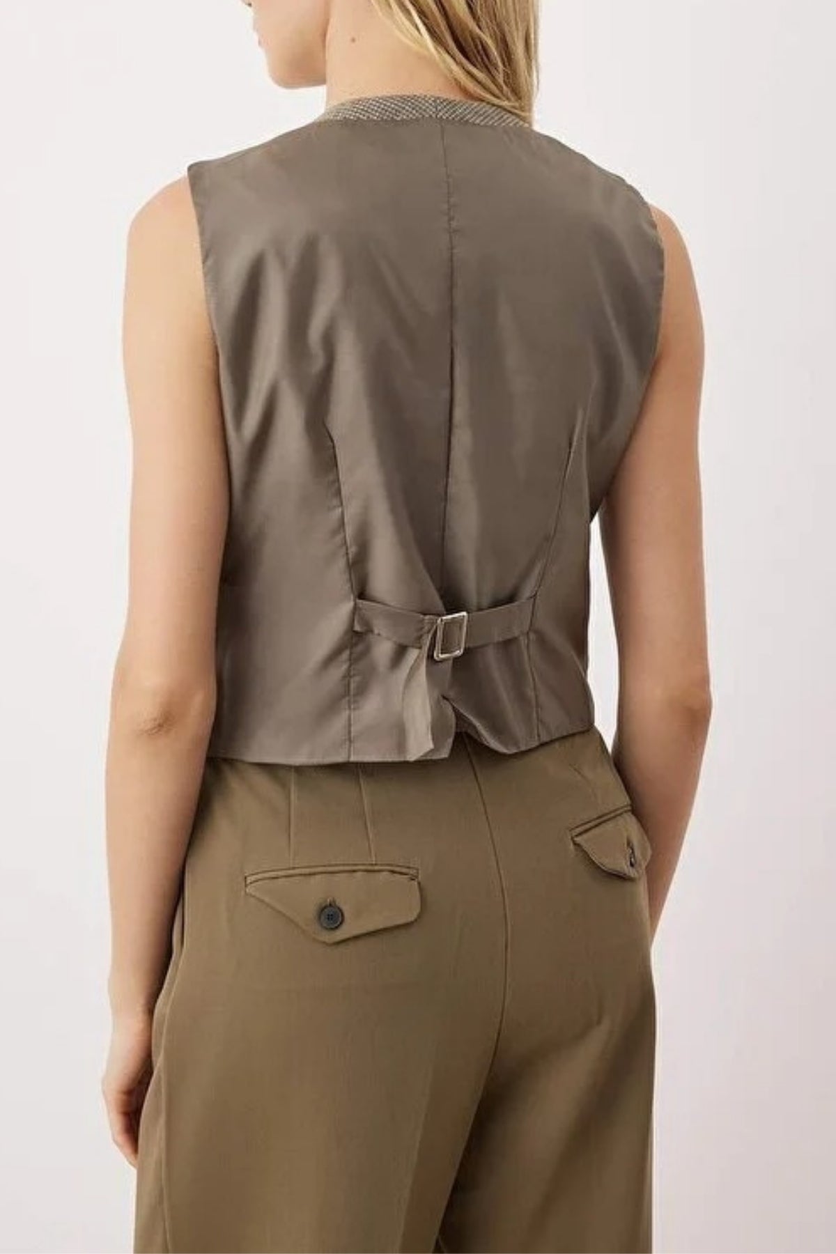Woven Vest with Satin Back Detail