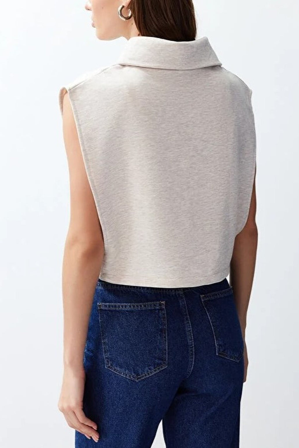 Stand Collar Moon Sleeve Thick Zippered Vest